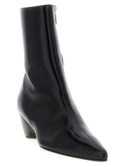 Khaite Black Calfskin Ankle Boots