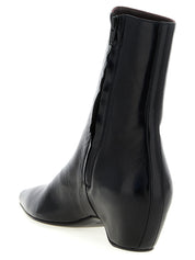 Khaite Black Calfskin Ankle Boots