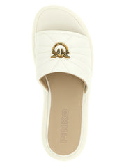 PINKO White Lambskin Slides