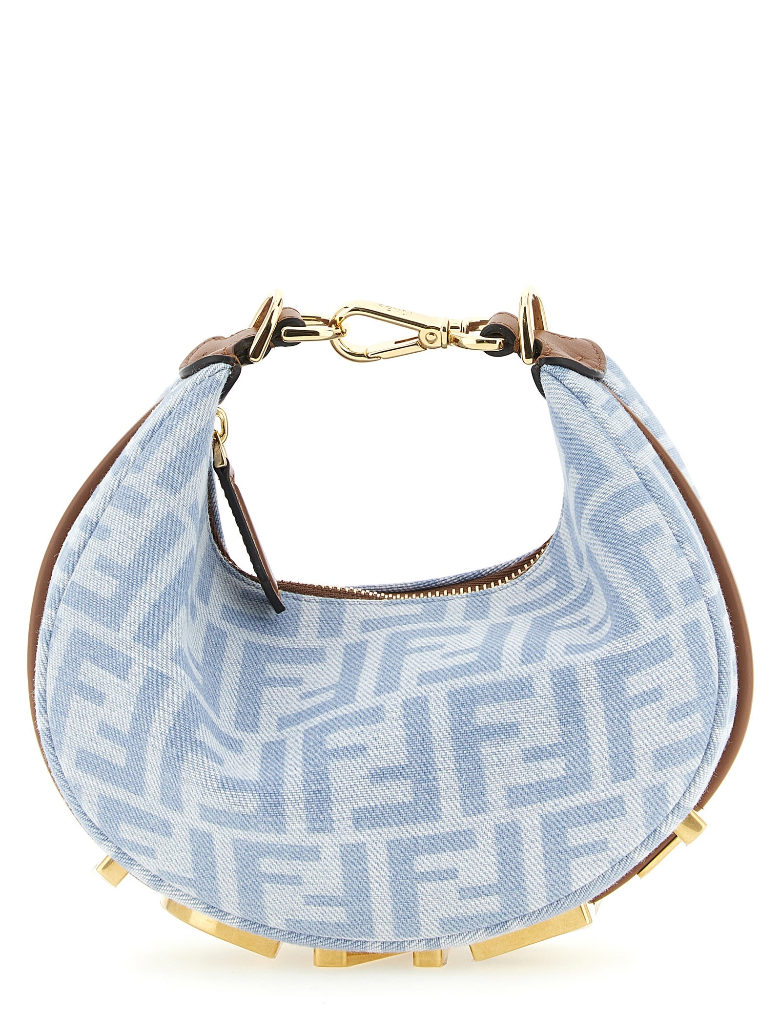 Fendi Light Blue Cotton Denim Mini Hobo Handbag