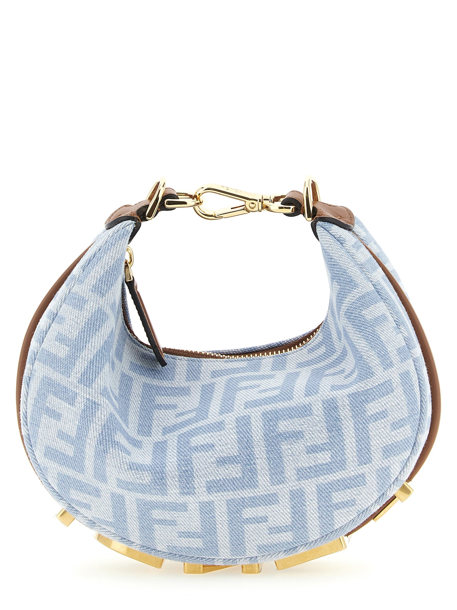 Fendi Light Blue Cotton Denim Mini Hobo Handbag