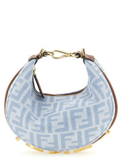 Fendi Light Blue Cotton Denim Mini Hobo Handbag