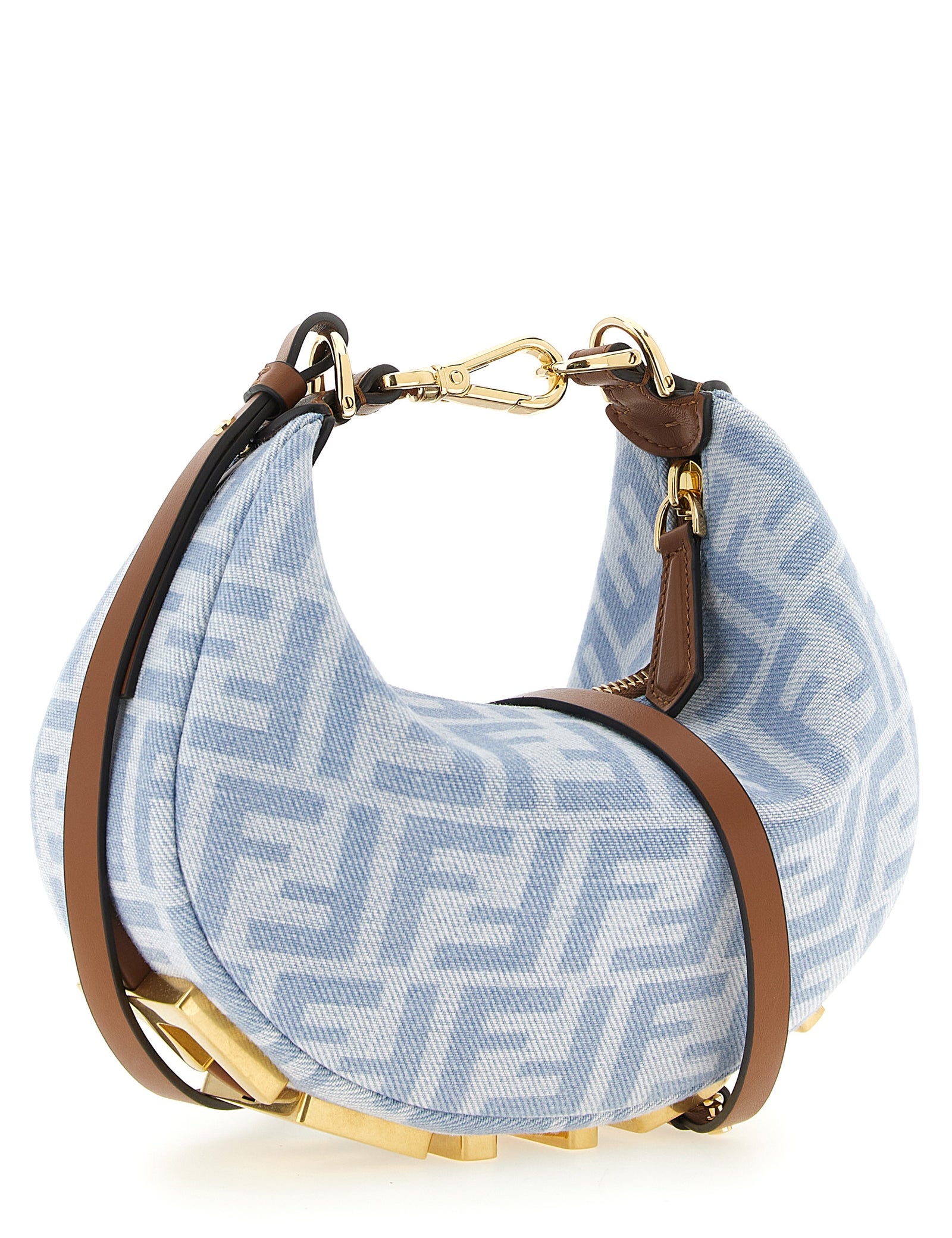 Fendi Light Blue Cotton Denim Mini Hobo Handbag