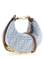 Fendi Light Blue Cotton Denim Mini Hobo Handbag