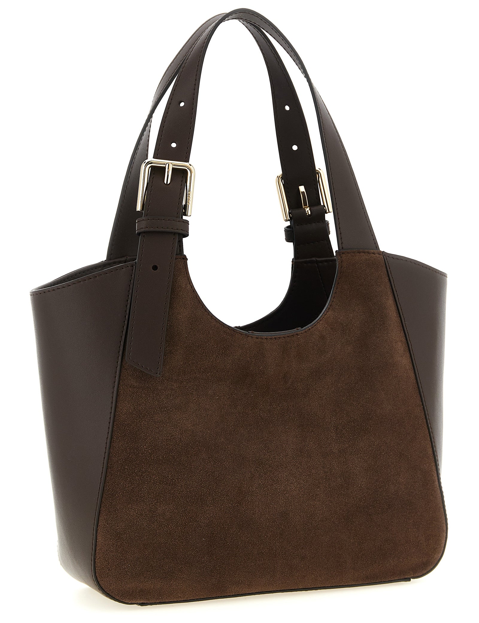 Furla Dark Brown Calfskin Suede Tote Bag