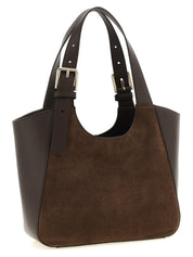 Furla Dark Brown Calfskin Suede Tote Bag