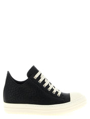 Rick Owens White/Black Lamb Leather Low Top Sneakers