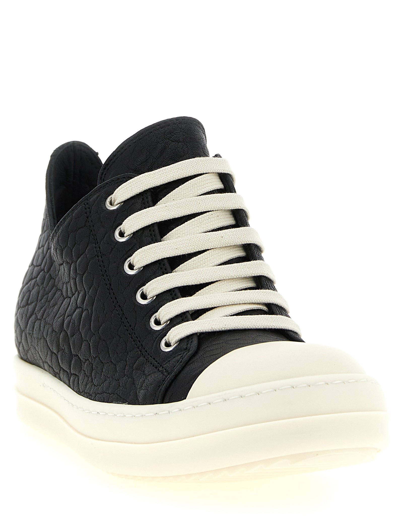 Black Lamb Leather Low Top Sneakers