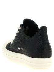 Rick Owens White/Black Lamb Leather Low Top Sneakers