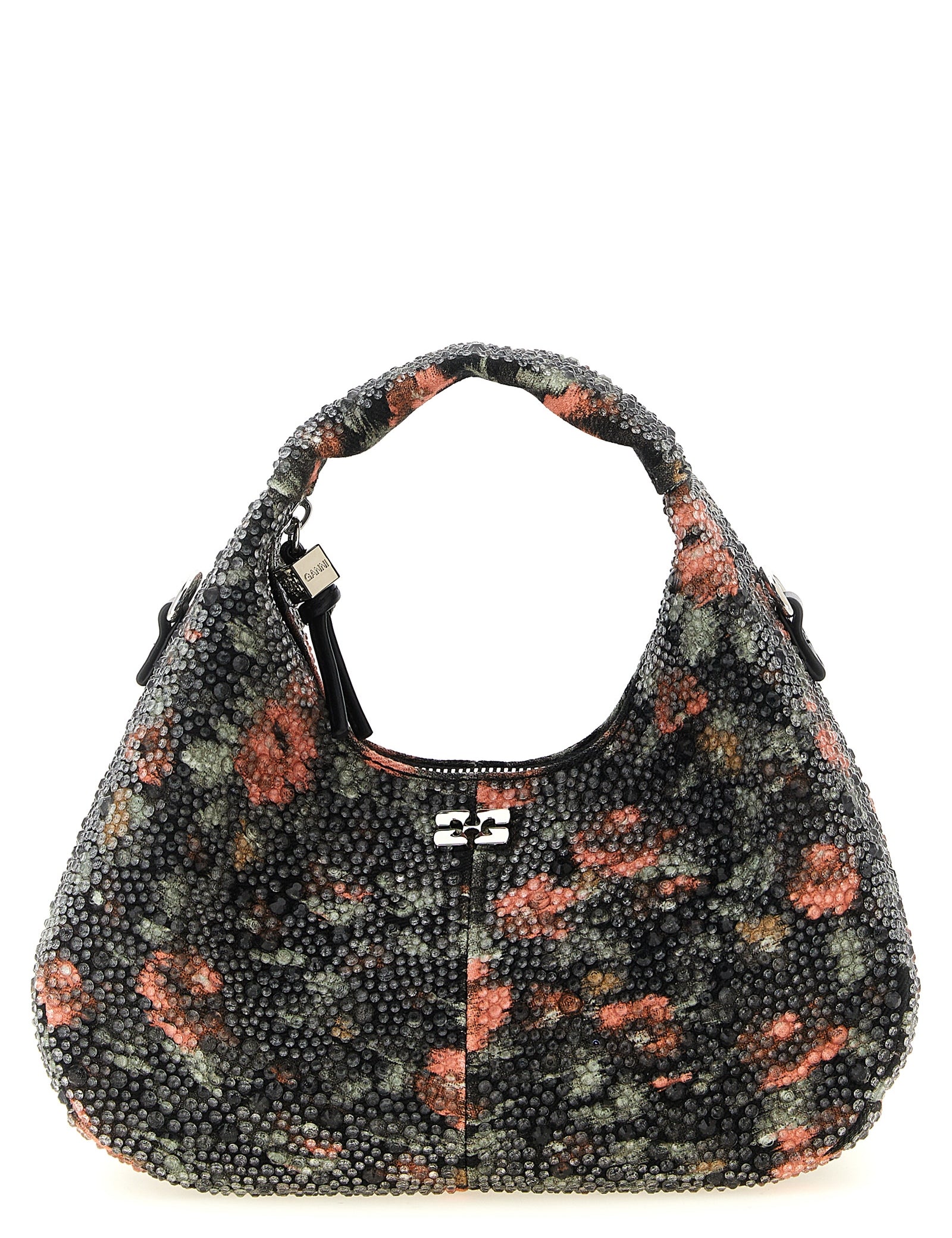 Ganni Multicolor Recycled Cotton Hobo Mini Flowers Bag