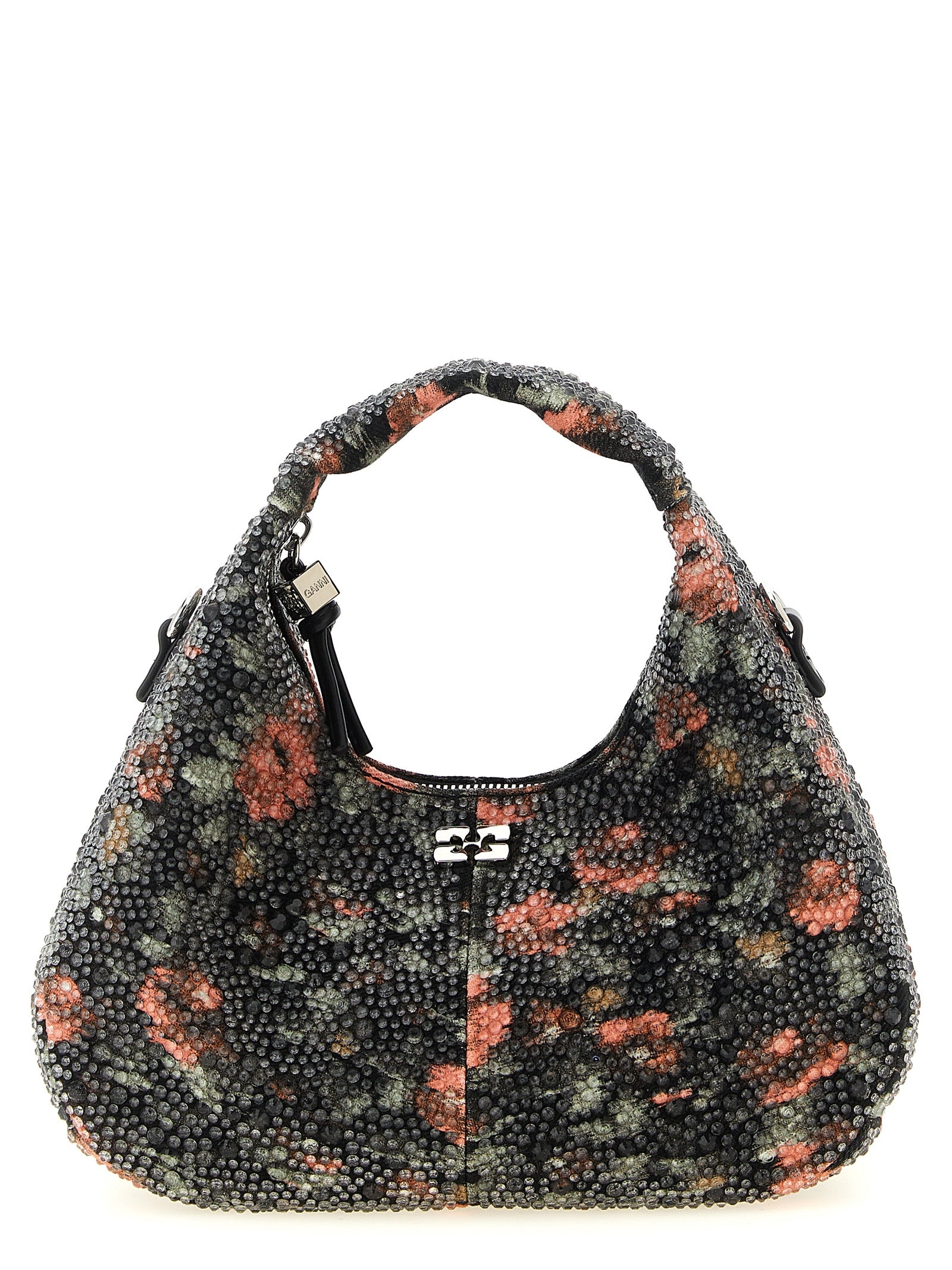 Ganni Multicolor Recycled Cotton Hobo Mini Flowers Bag