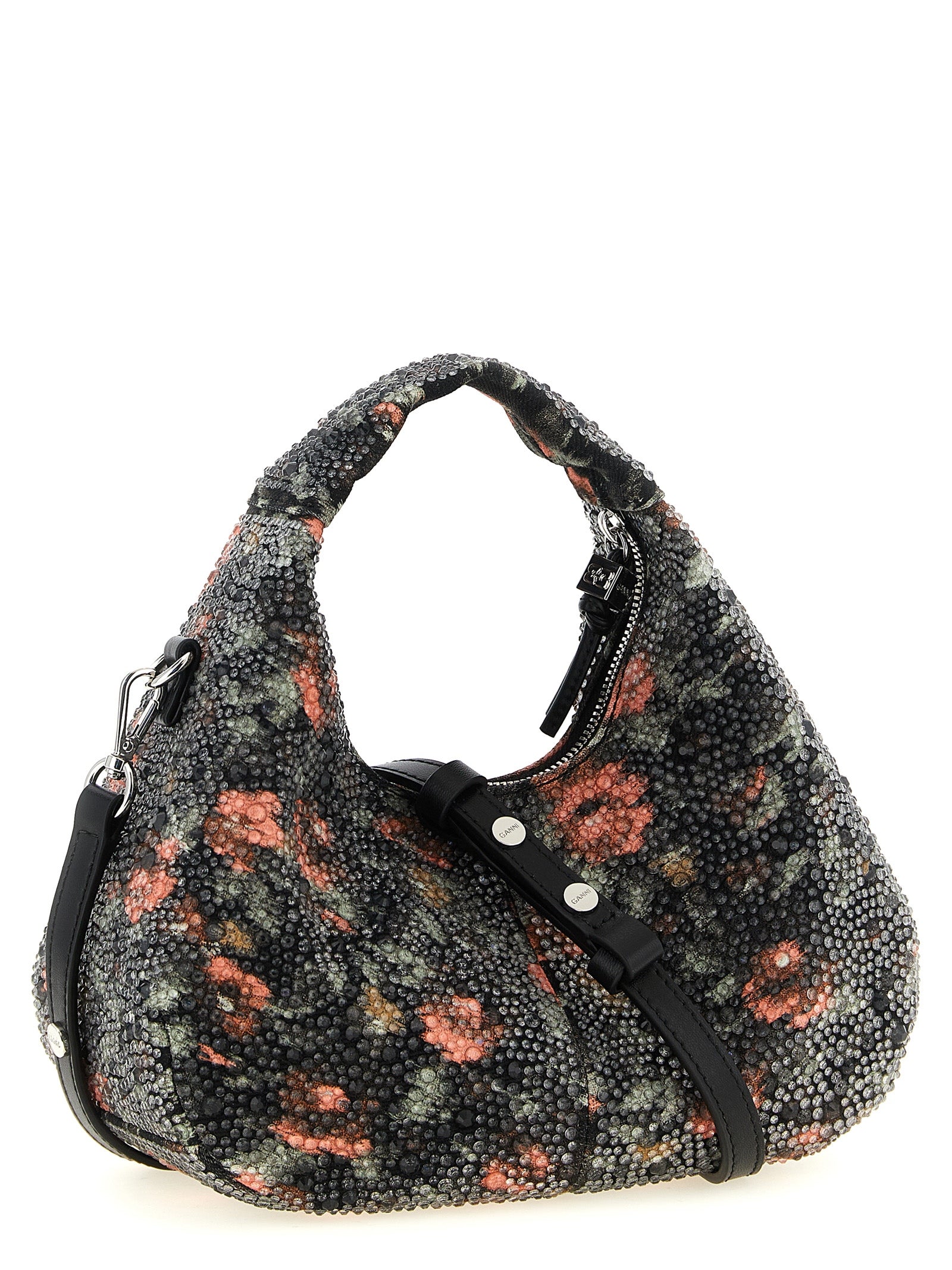 Ganni Multicolor Recycled Cotton Hobo Mini Flowers Bag