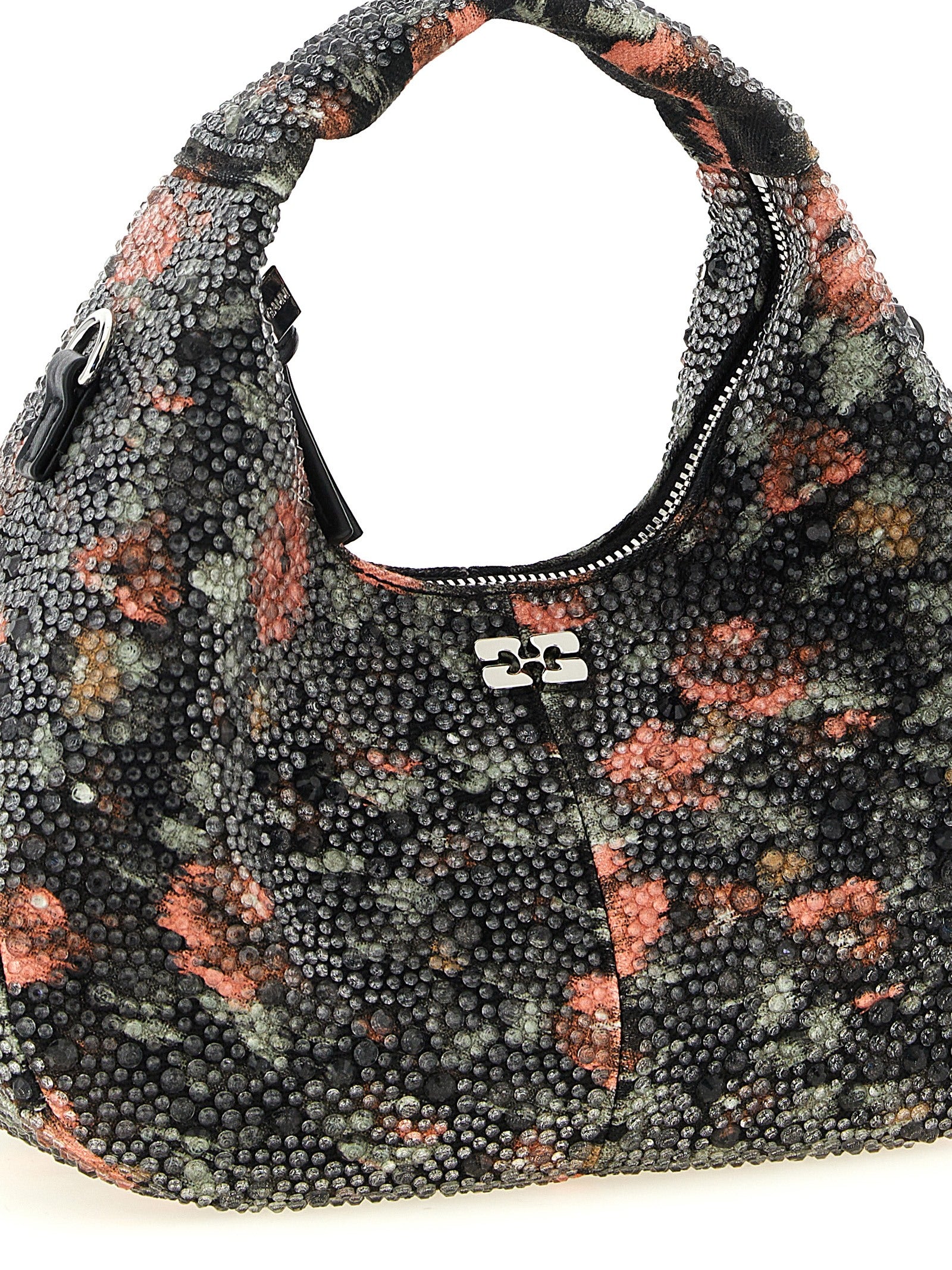 Ganni Multicolor Recycled Cotton Hobo Mini Flowers Bag
