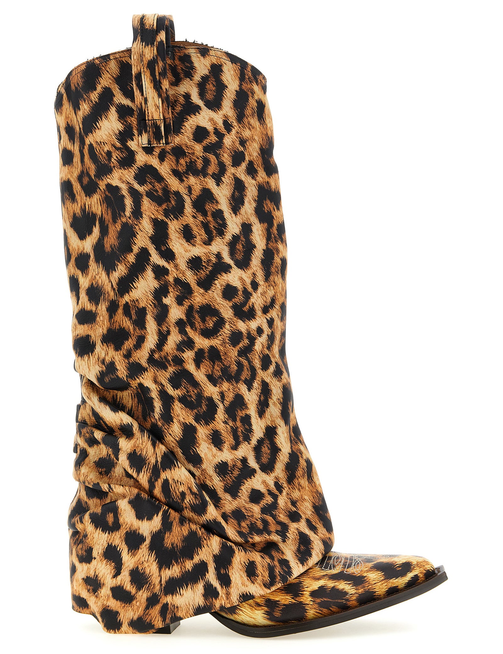 R13 Brown Leopard Print Cowhide Mid Cowboy Boots