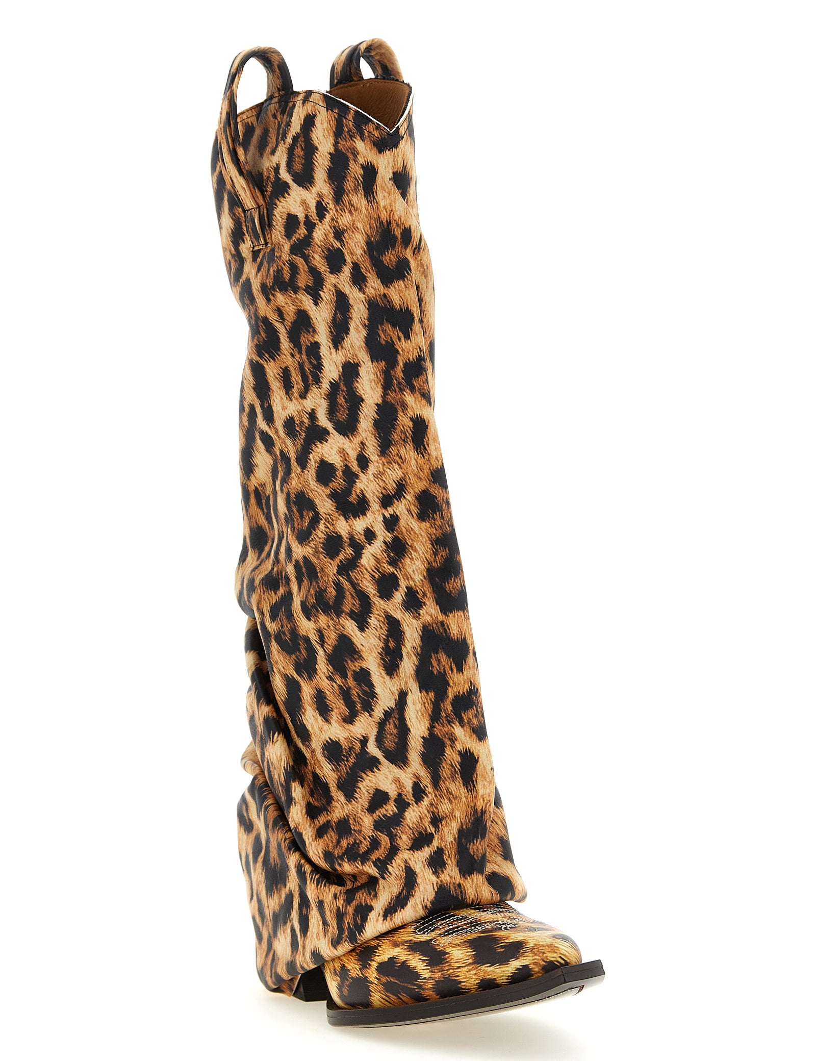 R13 Brown Leopard Print Cowhide Mid Cowboy Boots