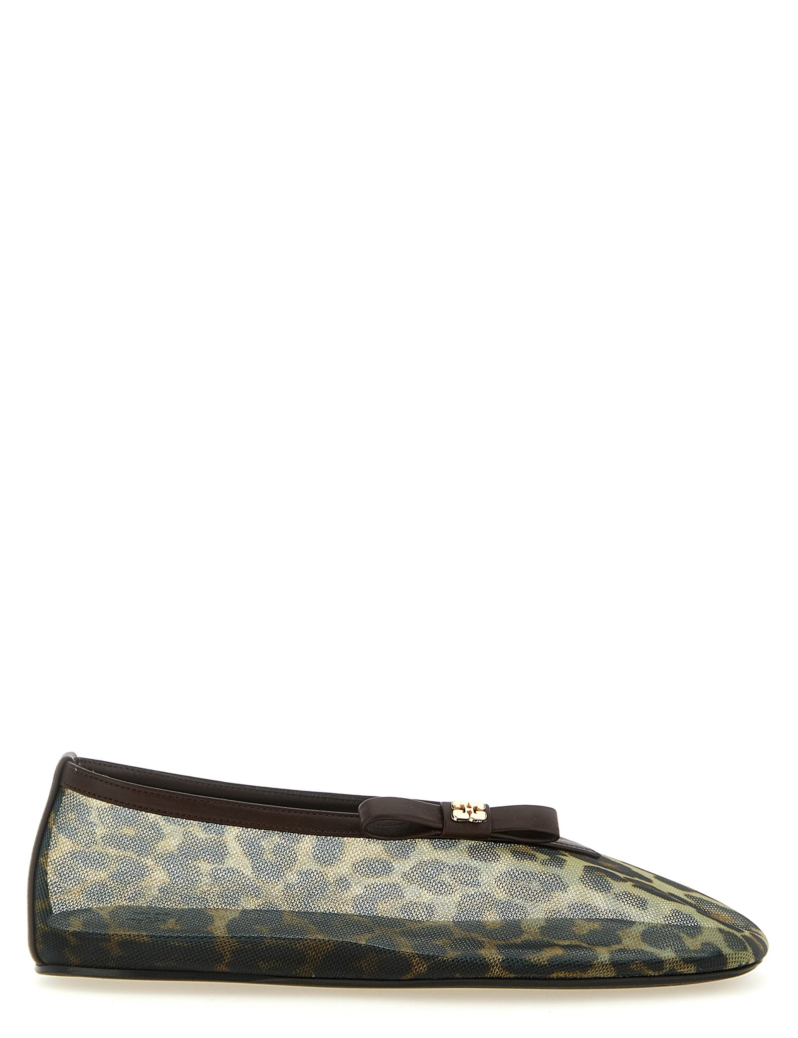 Ganni Brown Nylon Ballet Flats