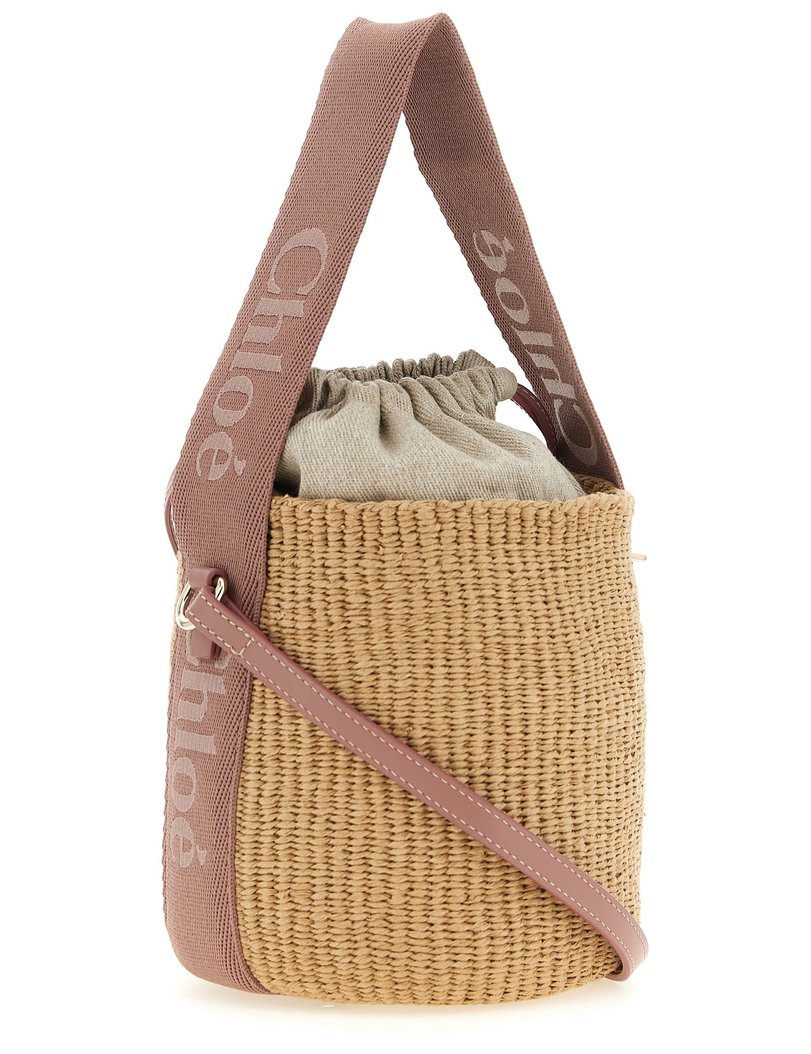 Chloé Beige Paper Small Woody Bucket Bag