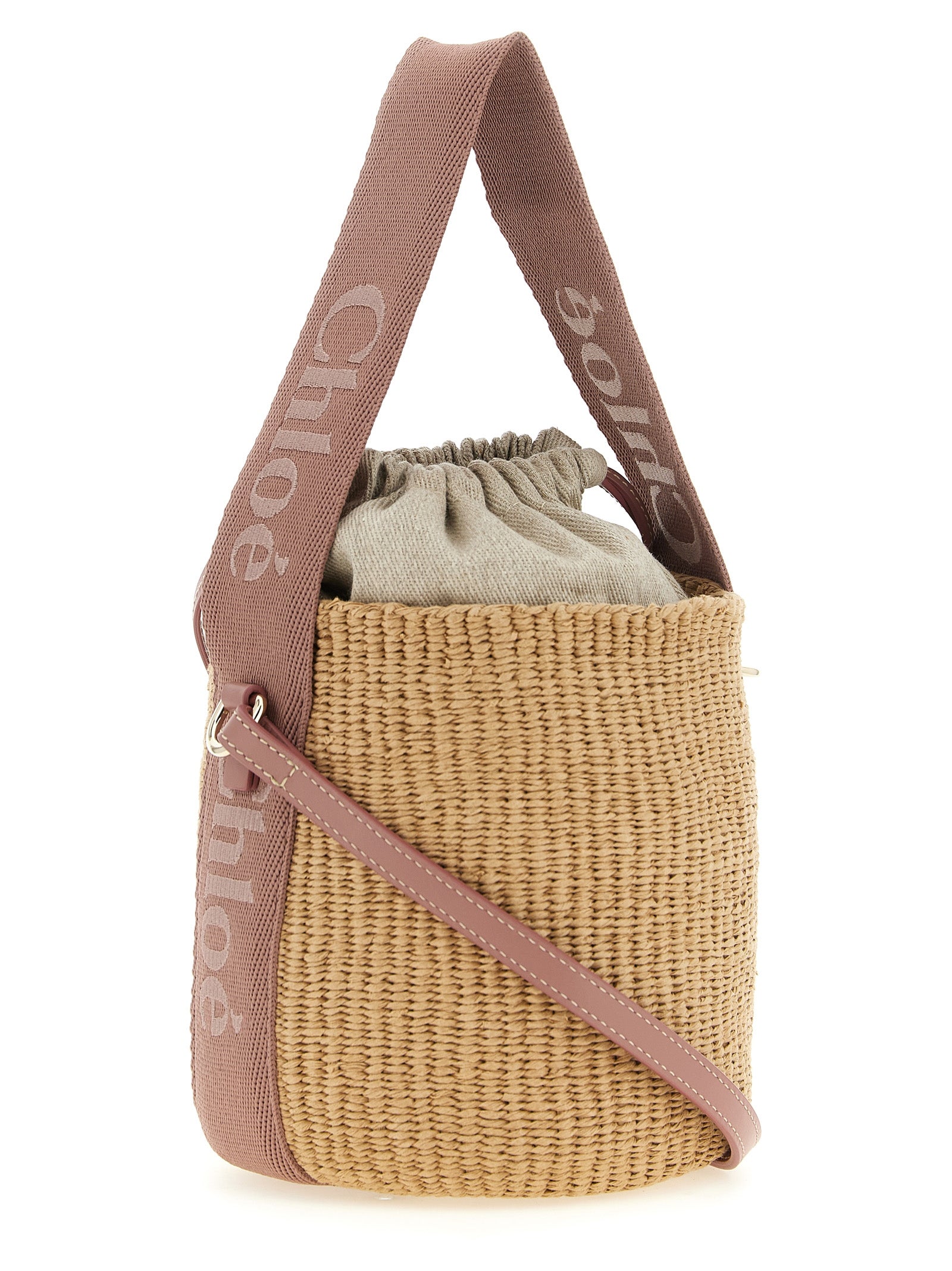 Chloé Beige Paper Small Woody Bucket Bag