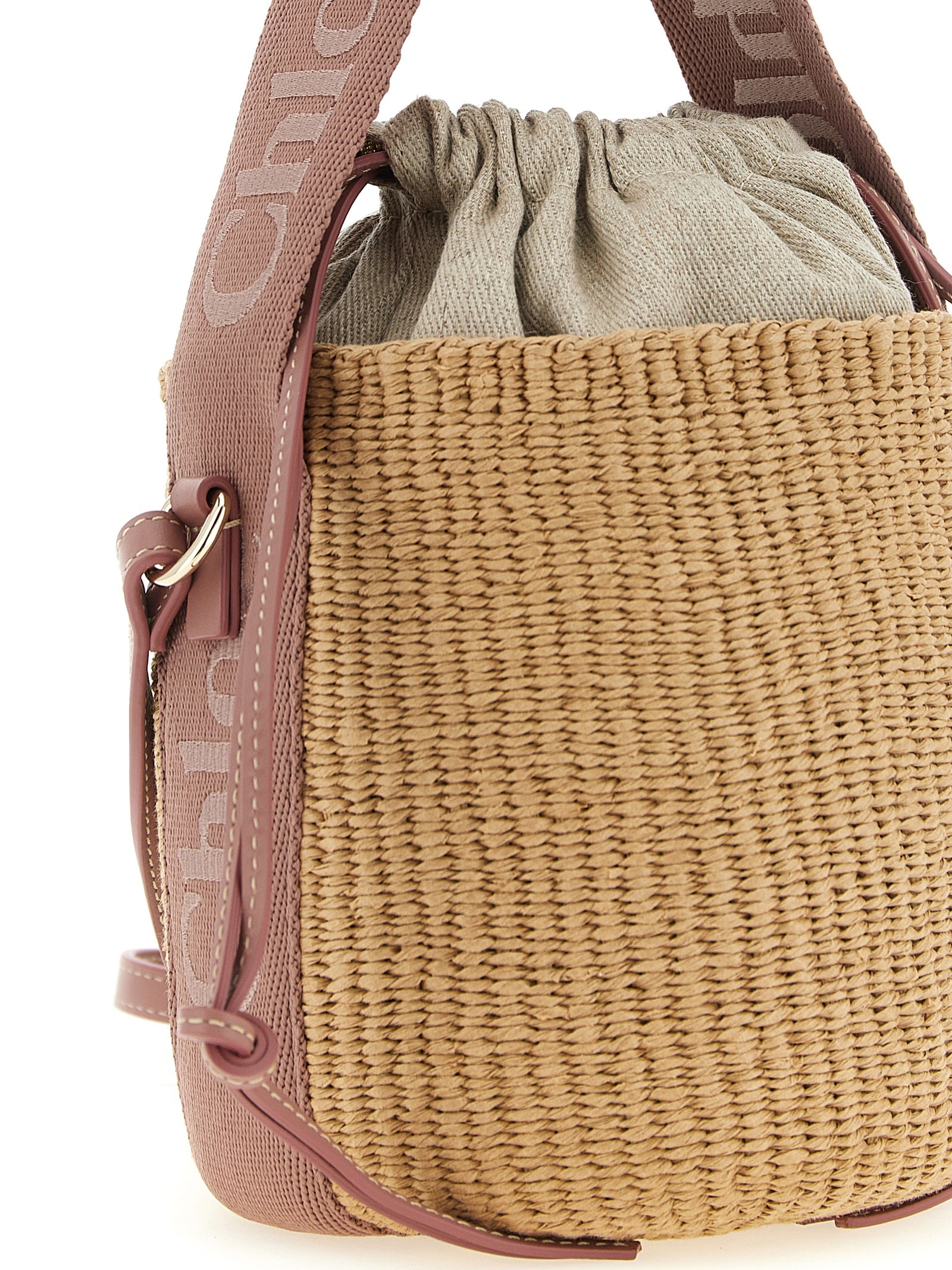 Chloé Beige Paper Small Woody Bucket Bag