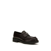 Prada Brown Brushed Calf Leather Slip-On Loafers
