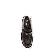 Prada Brown Brushed Calf Leather Slip-On Loafers