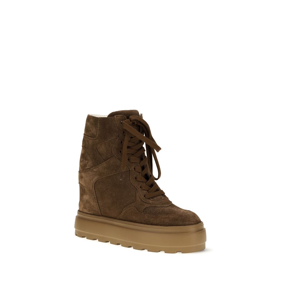 Casadei Brown Suede Chunky Sneakers
