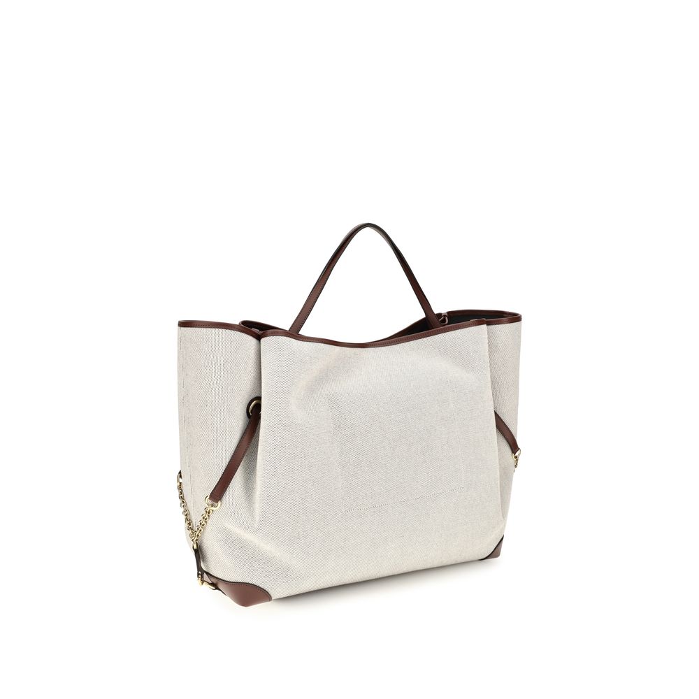 Chloé Beige Cotton Jacquard Canvas Shoulder Bag