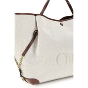 Chloé Beige Cotton Jacquard Canvas Shoulder Bag