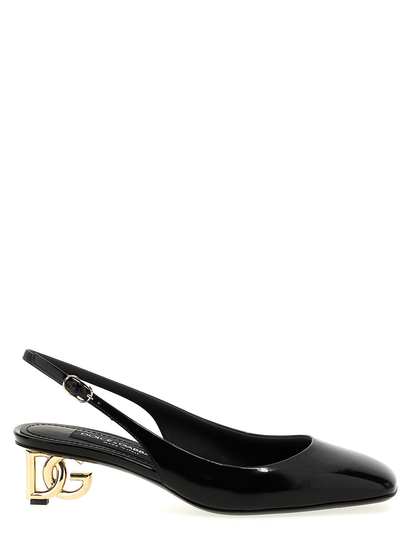 Dolce & Gabbana Black Calfskin Mid Heel Pumps