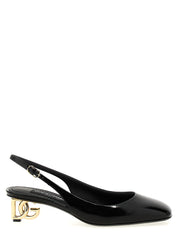 Dolce & Gabbana Black Calfskin Mid Heel Pumps