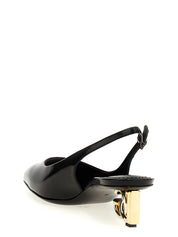Dolce & Gabbana Black Calfskin Mid Heel Pumps