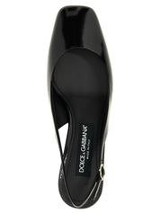 Dolce & Gabbana Black Calfskin Mid Heel Pumps