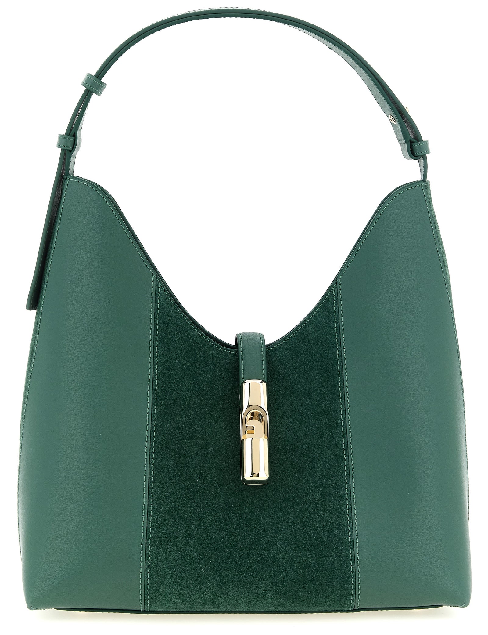 Furla Bicolor Green Calfskin Shoulder Bag