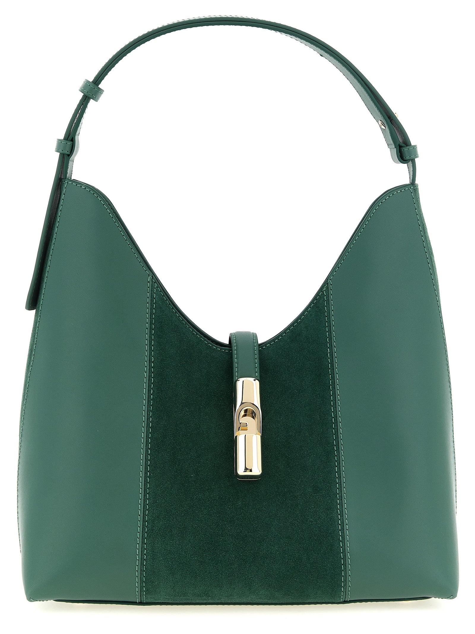 Furla Bicolor Green Calfskin Shoulder Bag
