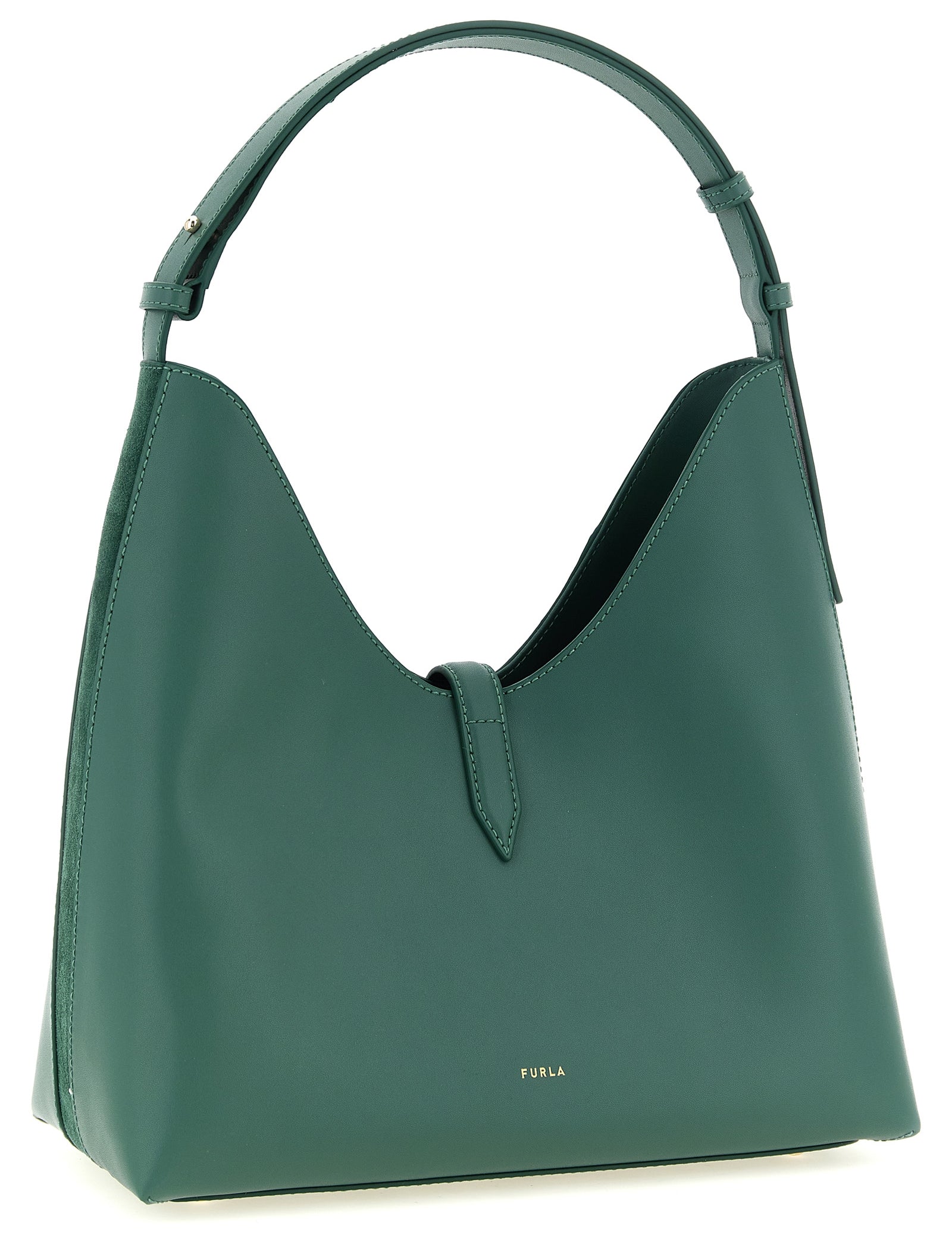Furla Bicolor Green Calfskin Shoulder Bag