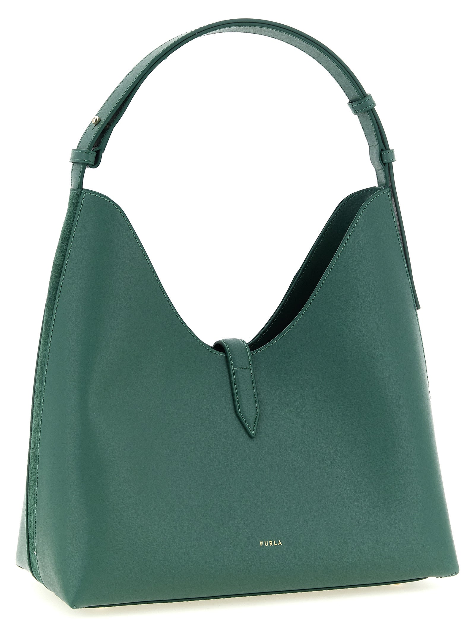 Furla Bicolor Green Calfskin Shoulder Bag