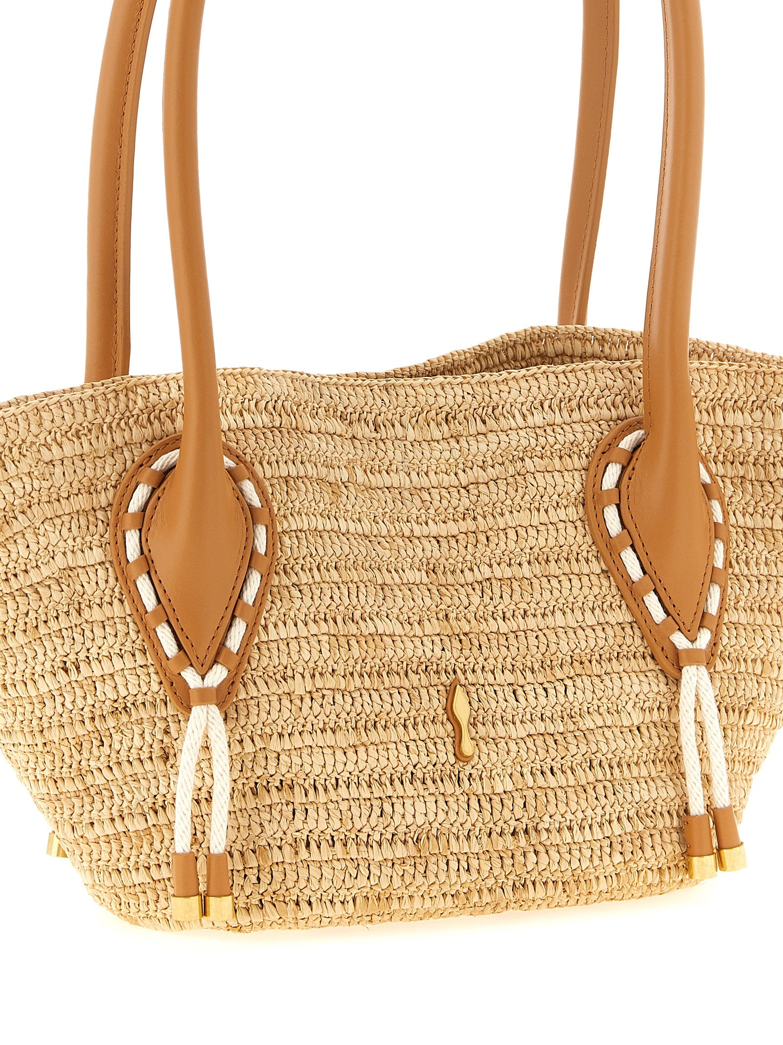 Christian Louboutin Beige Raffia Mini Shopping Bag