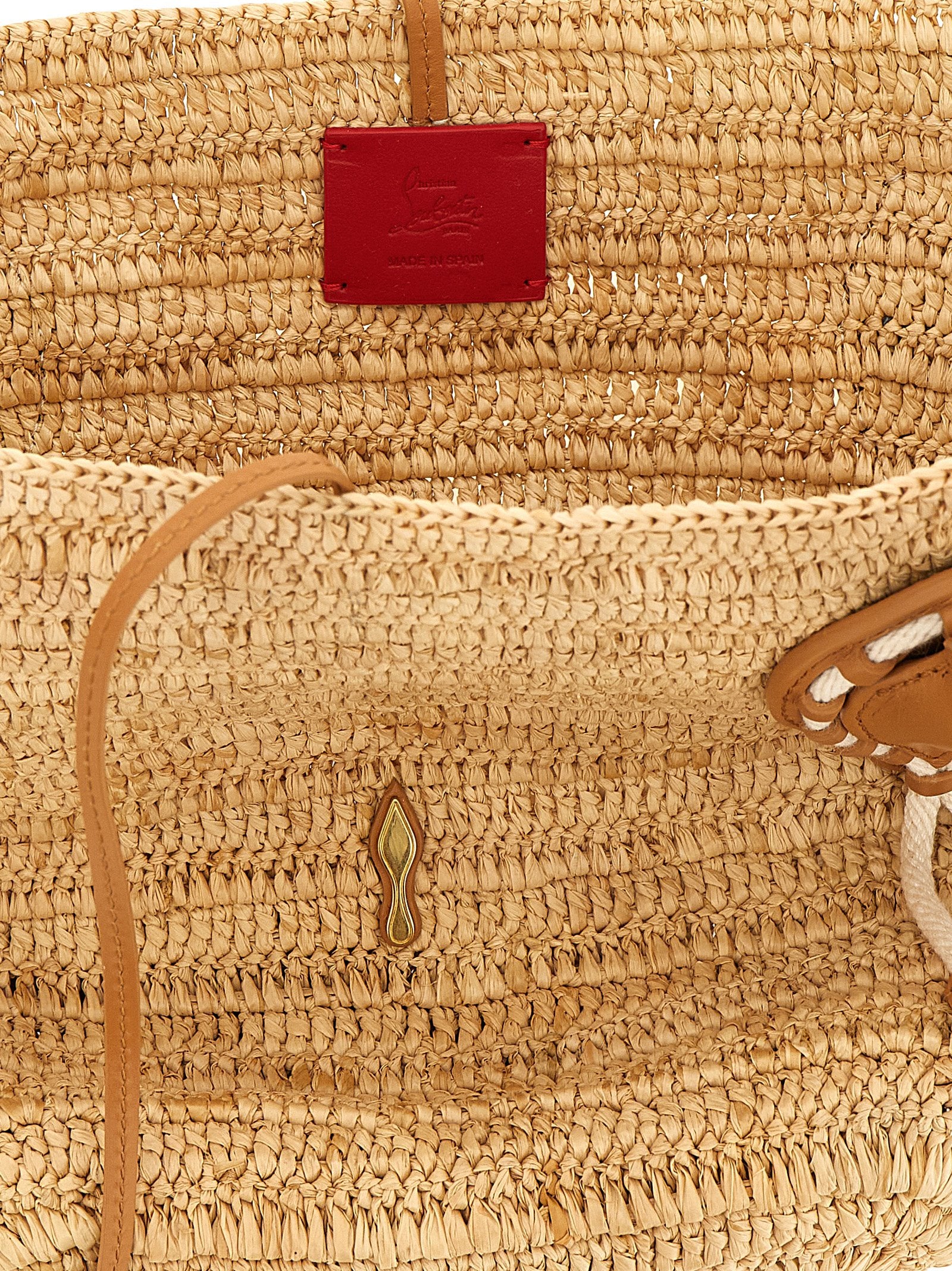 Christian Louboutin Beige Raffia Mini Shopping Bag