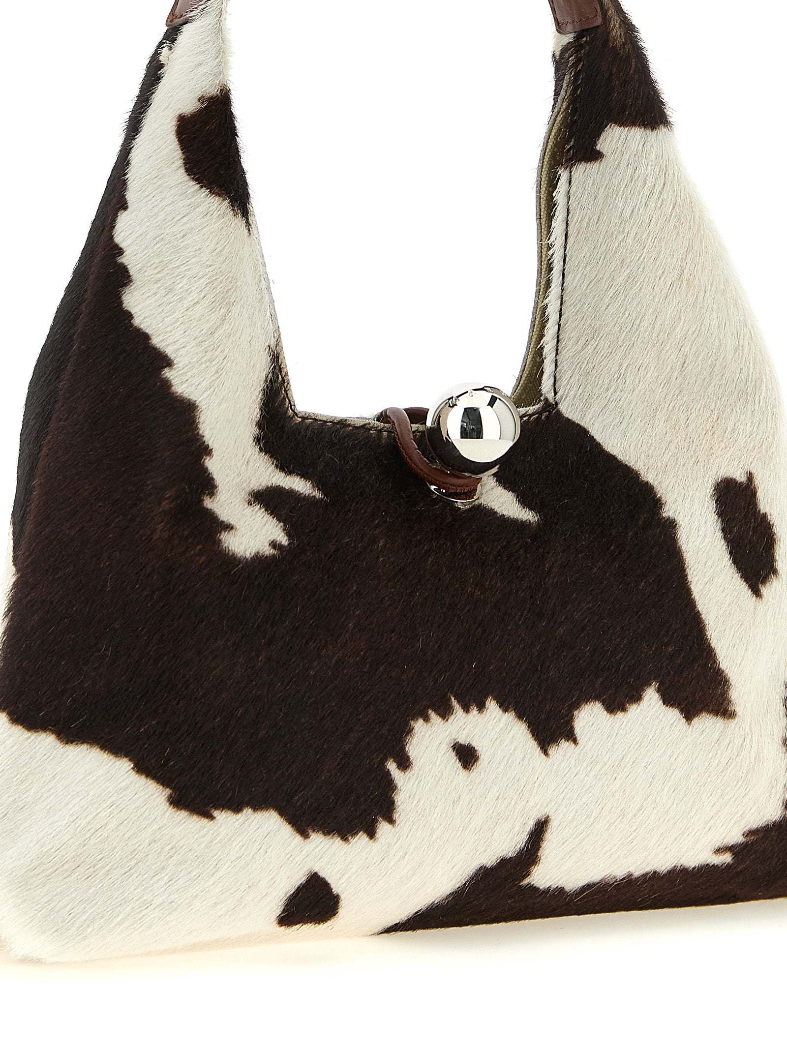 Marni Brown and White Calfskin and Pony Hair Trapeze Small Handbag
