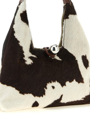 Marni Brown and White Calfskin and Pony Hair Trapeze Small Handbag