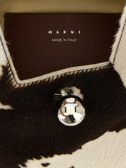 Marni Brown and White Calfskin and Pony Hair Trapeze Small Handbag