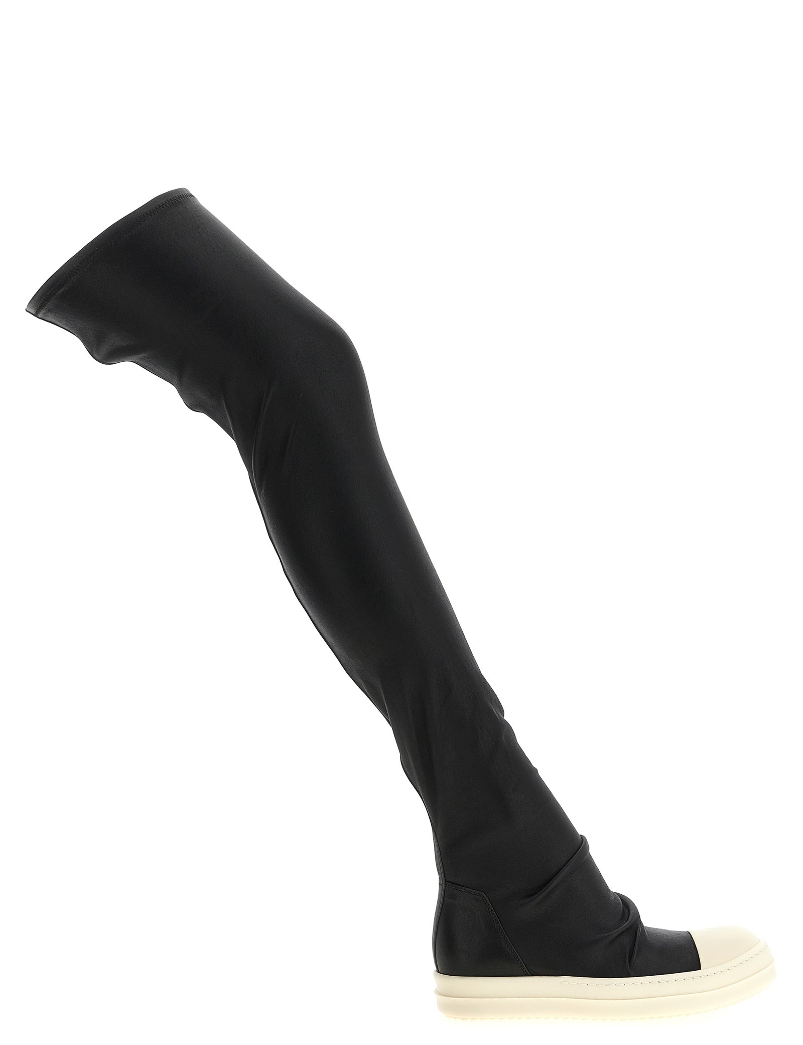 Rick Owens Black Lamb Leather Over The Knee Boots