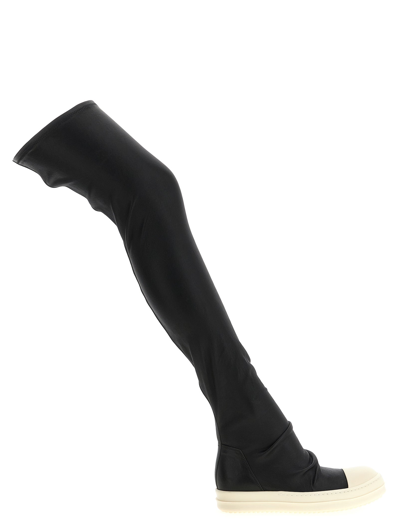 Rick Owens Black Lamb Leather Over The Knee Boots