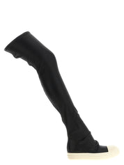 Rick Owens Black Lamb Leather Over The Knee Boots