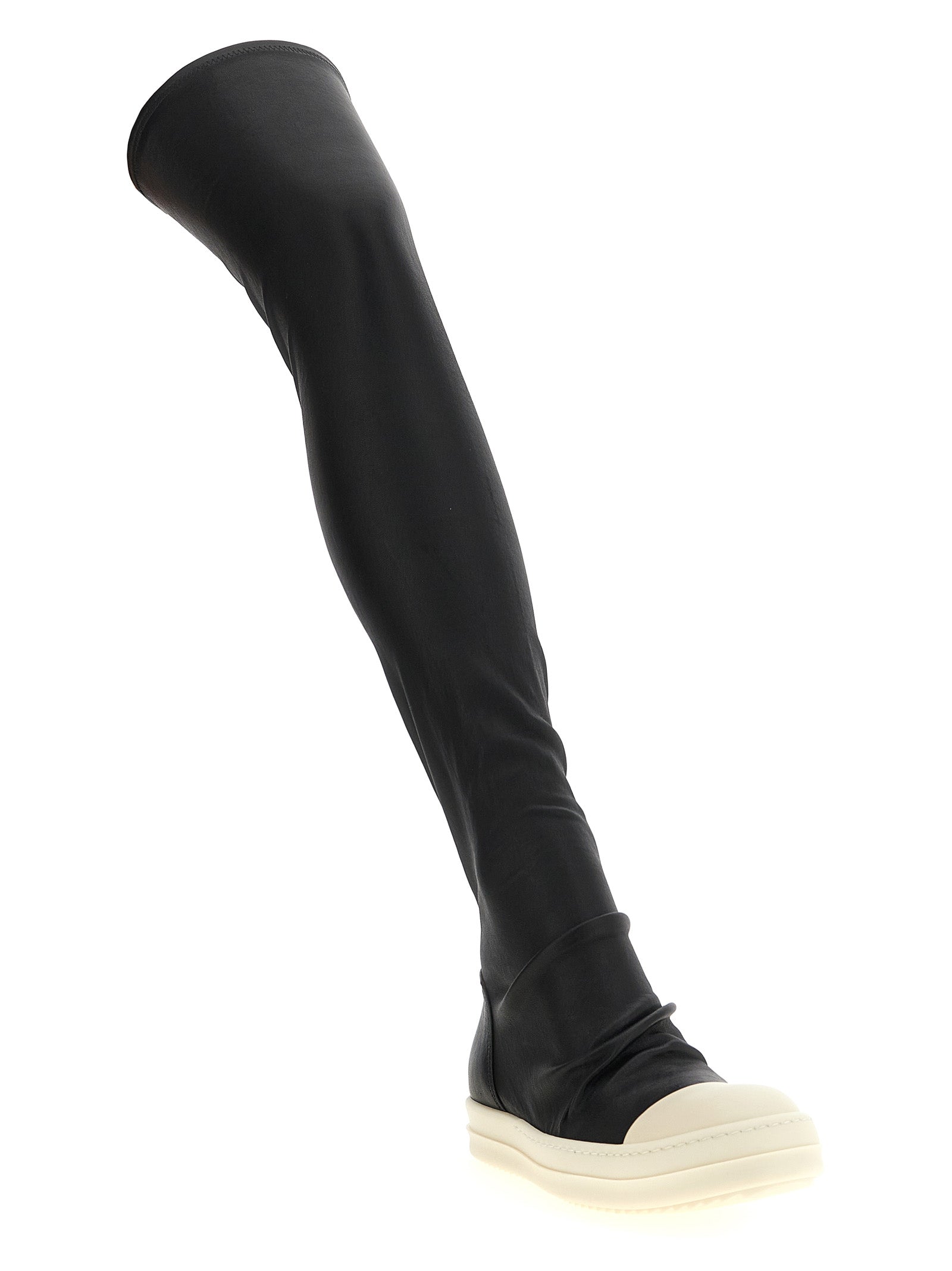 Rick Owens Black Lamb Leather Over The Knee Boots