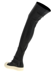 Rick Owens Black Lamb Leather Over The Knee Boots