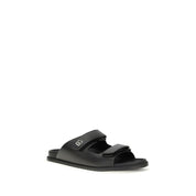 Dolce & Gabbana Black Calf Leather Flat Sandals
