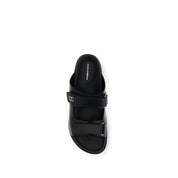 Dolce & Gabbana Black Calf Leather Flat Sandals