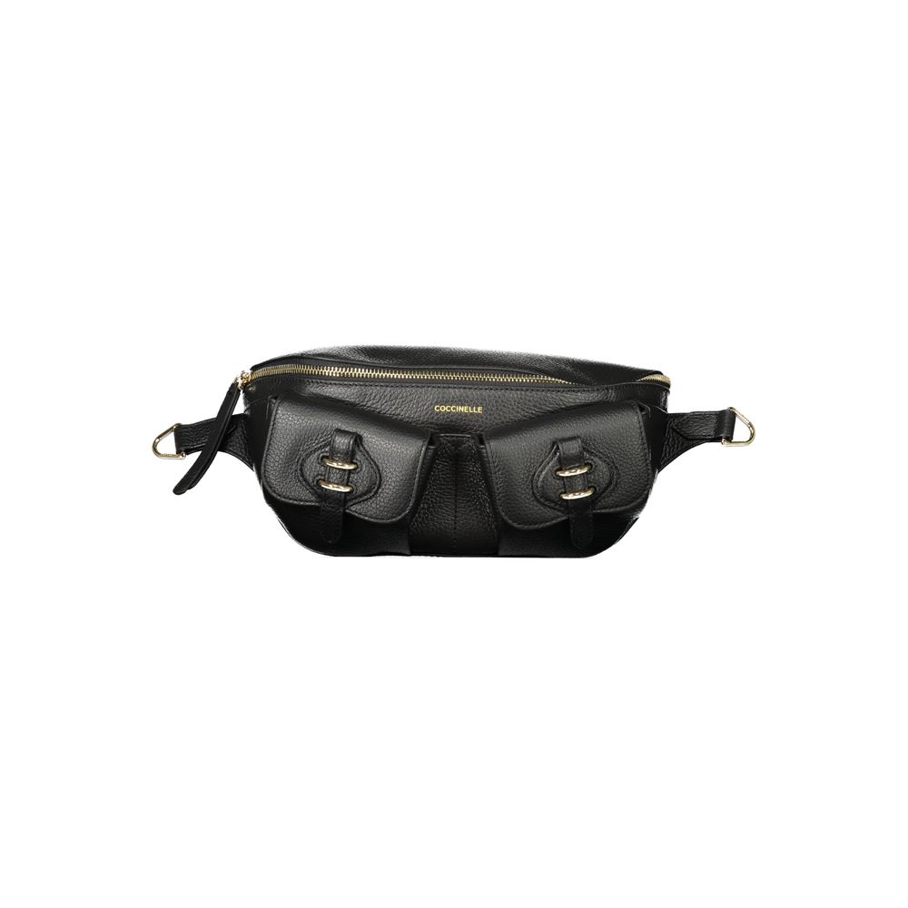 Coccinelle Black Leather Pocket Belt Bag