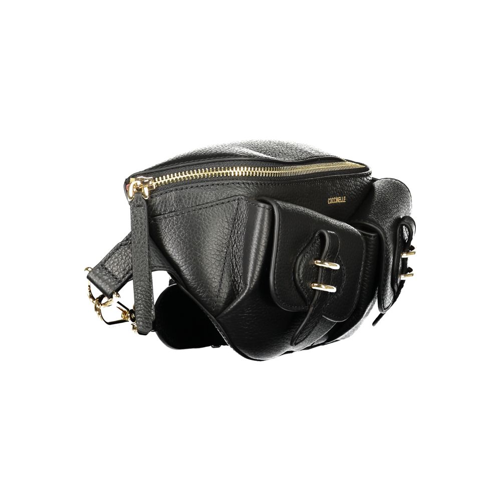 Coccinelle Black Leather Pocket Belt Bag